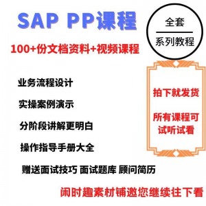 SAP教程视频教程PP生产计划模块视频教程|淘宝虚拟仓