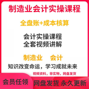 工厂制造业企业会计实操课程视频全盘账成本核算纳税申报成本教程|淘宝虚拟仓
