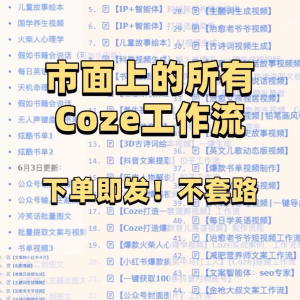 扣子coze工作流150+套成品模板直接导入AI智能体搭建从入门到精通|淘宝虚拟仓