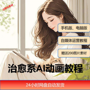 治愈系AI插画动画视频制作教程课程素材自媒体运营小白学习必备|淘宝虚拟仓