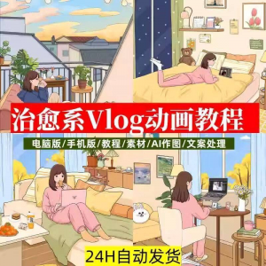 治愈系动画视频插画教程AI绘画动态情感唯美vlog镜头剪辑课程素材|淘宝虚拟仓