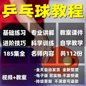 乒乓球教程少儿成人直拍横拍训练方法技巧自学教学教案视频课程|淘宝虚拟仓
