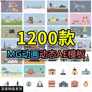 MG动画AE模板源文件脚本卡通动态视频制作扁平化场景动画包素材|淘宝虚拟仓