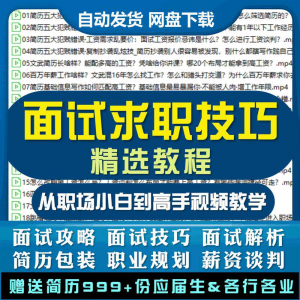 求职面试技巧视频课程简历包装职业规划应酬谈判辅导干货培训指导|淘宝虚拟仓